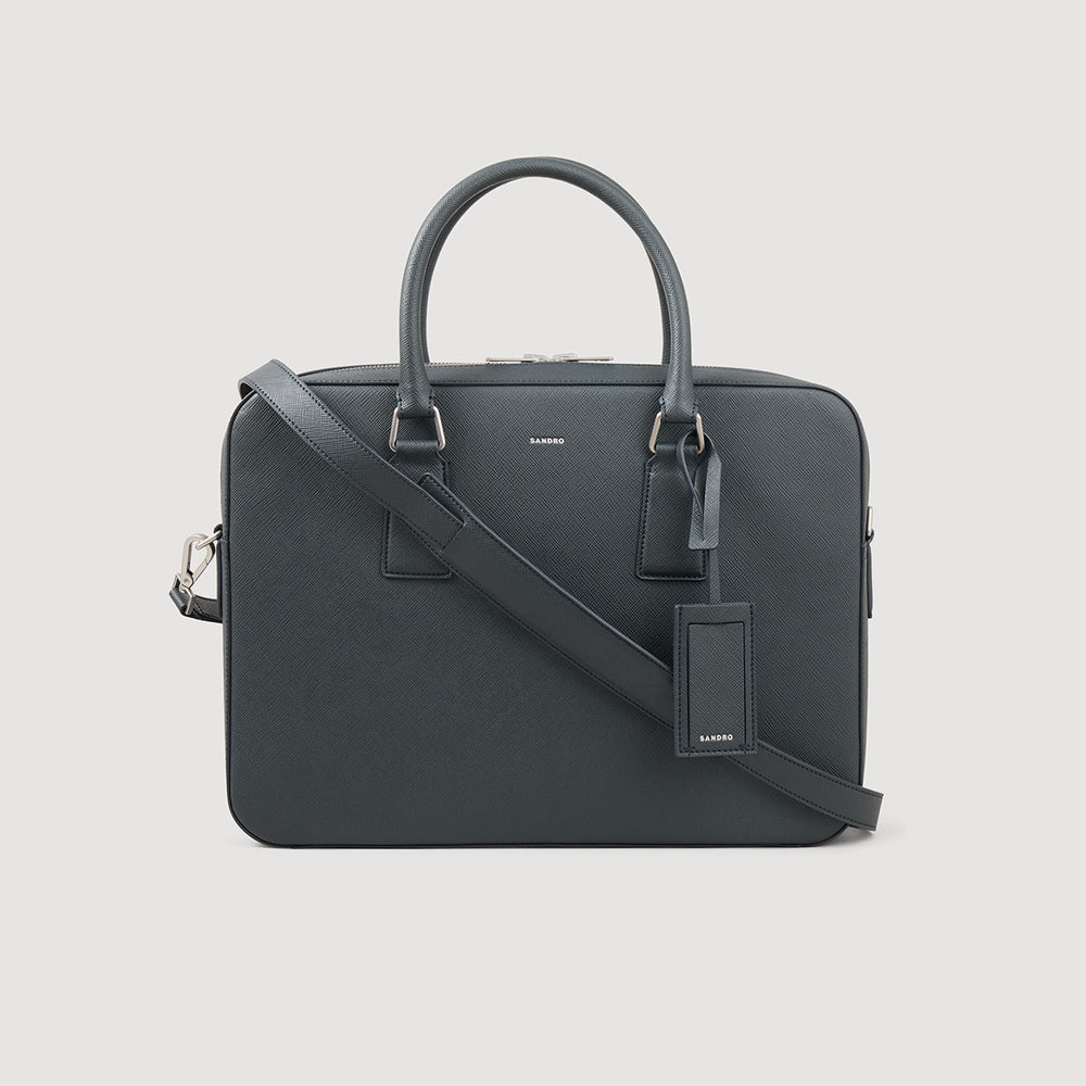 Reconstituted leather briefcase Steel Sandro Men