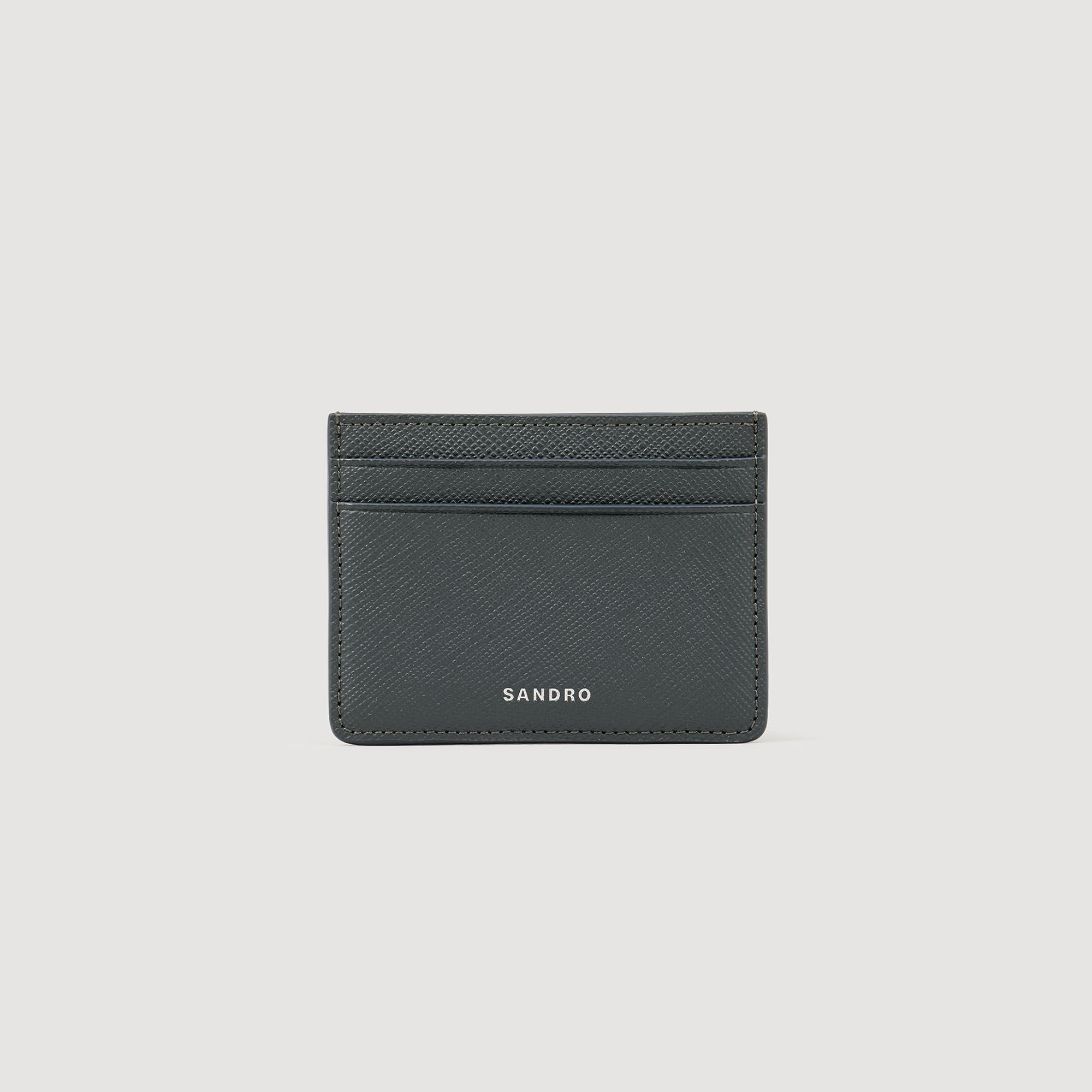 Reconstituted leather cardholder Steel Sandro Men