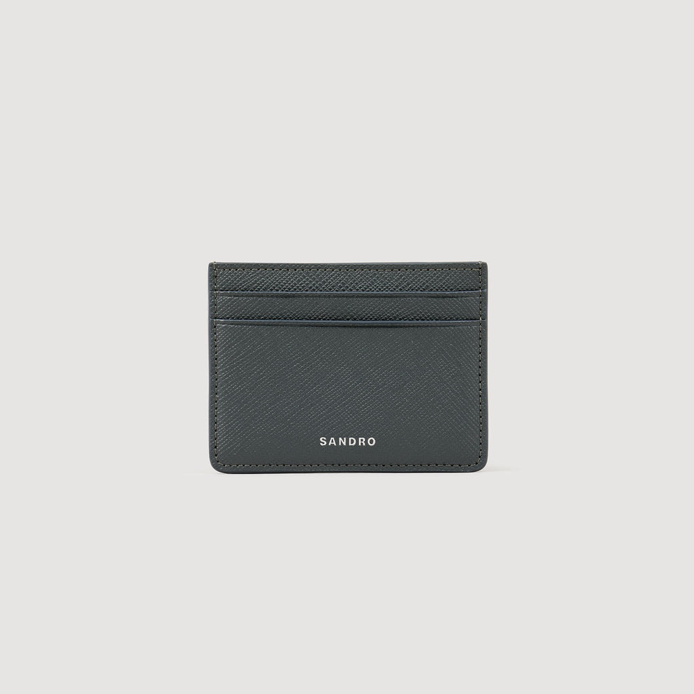 Reconstituted leather cardholder Steel Sandro Men