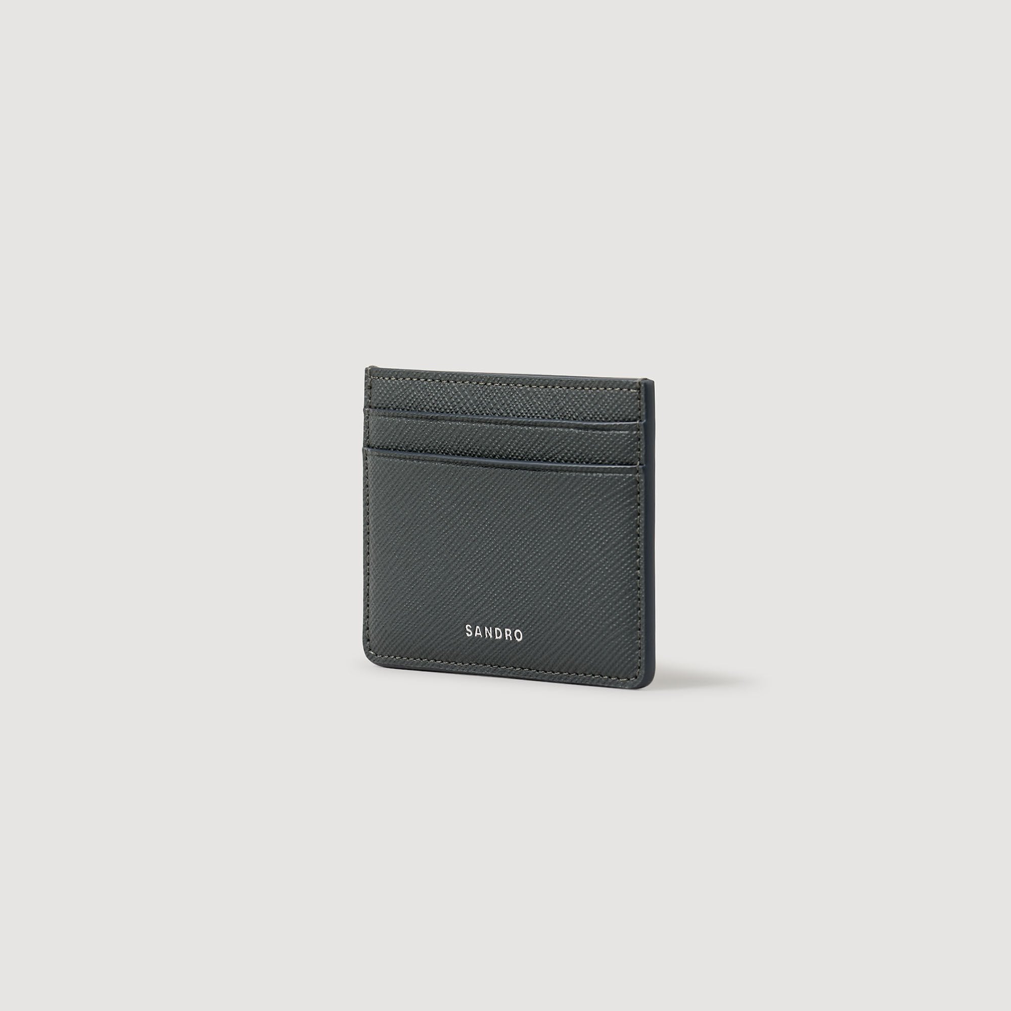 Reconstituted leather cardholder Steel Sandro Men