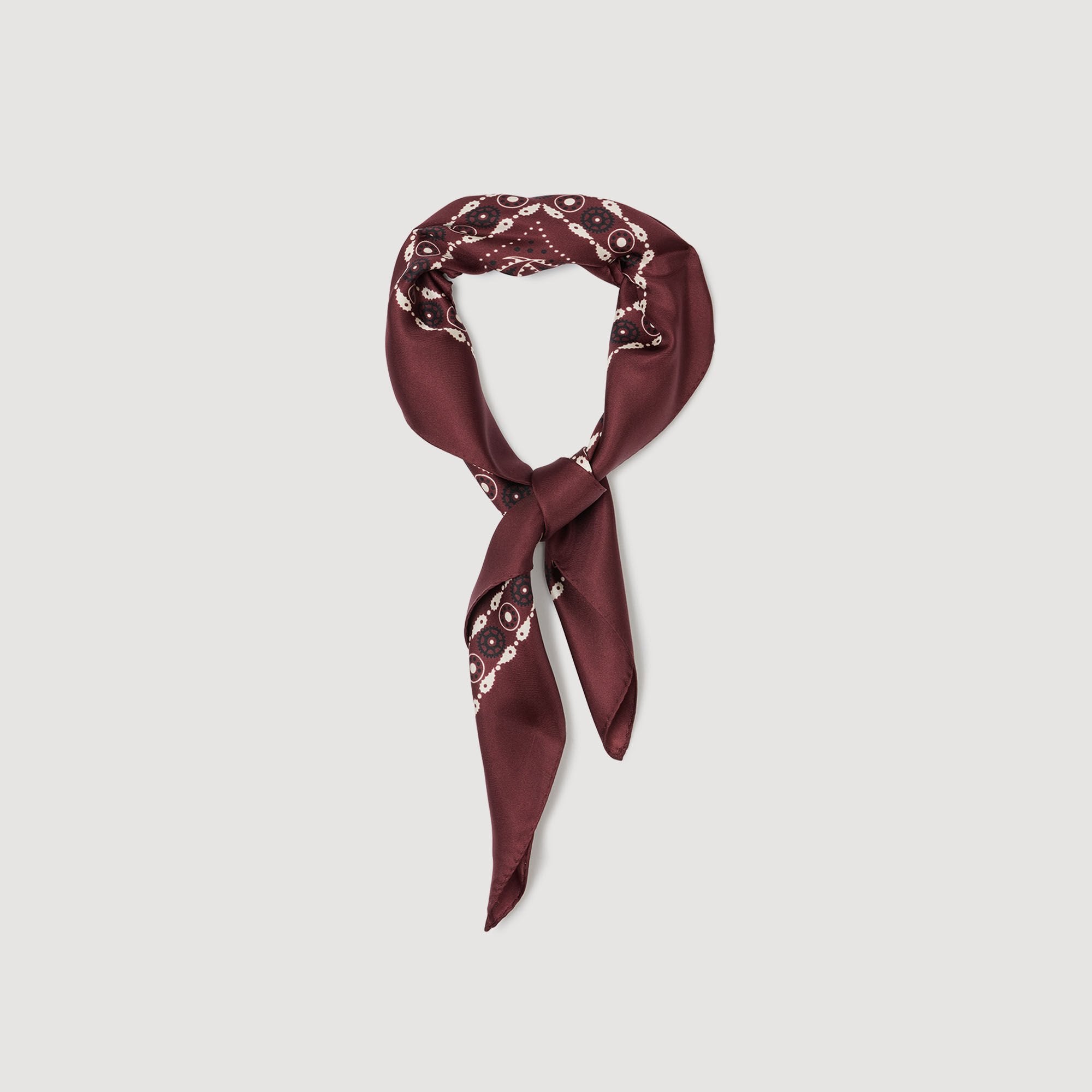 Silk bandana print scarf Bordeaux Sandro Women