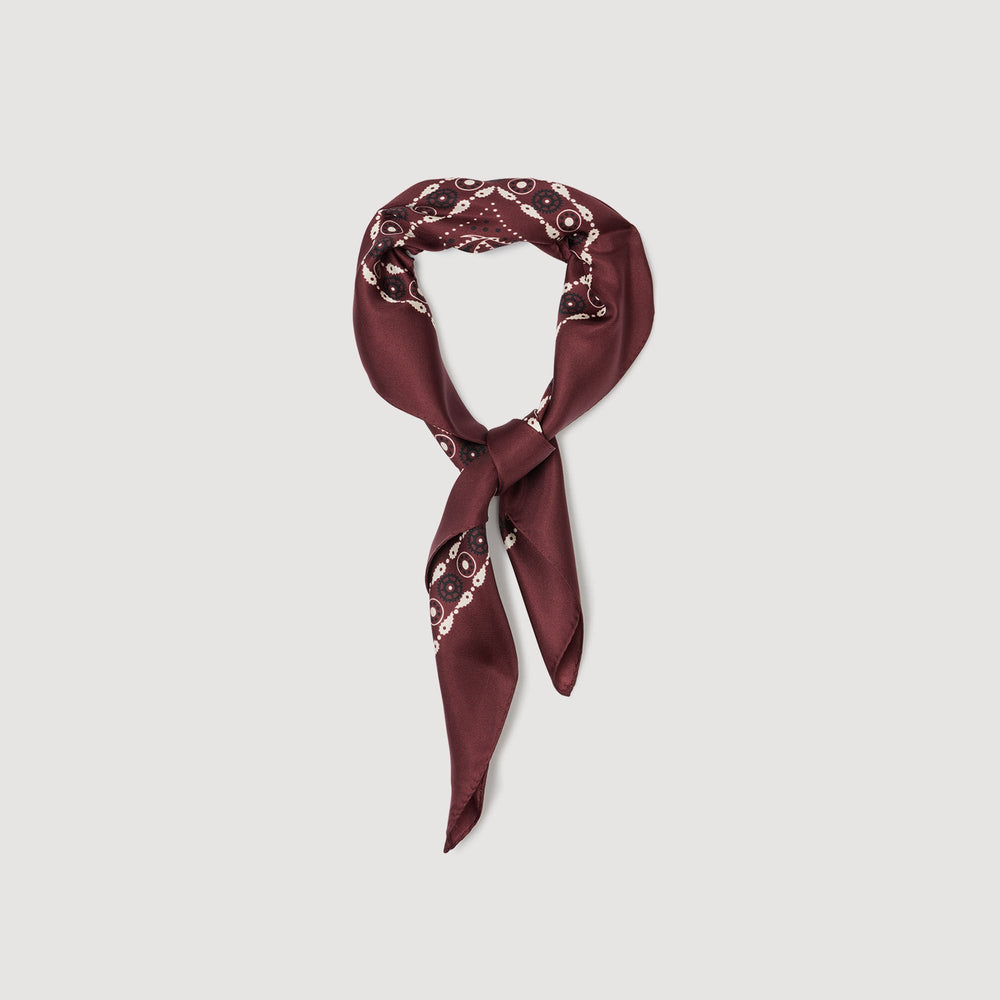 Silk bandana print scarf Bordeaux Sandro Women