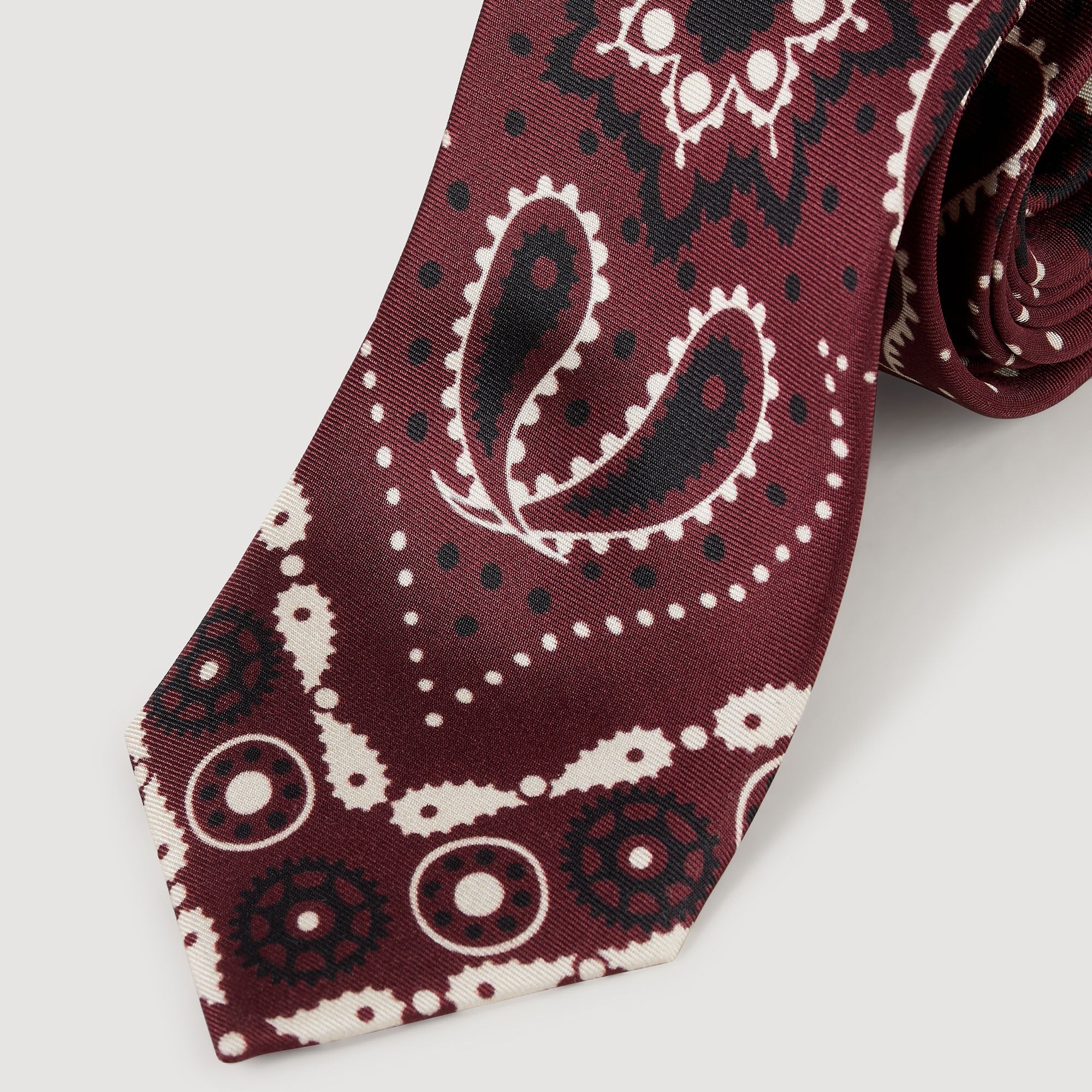 Silk paisley print tie Bordeaux Sandro Women