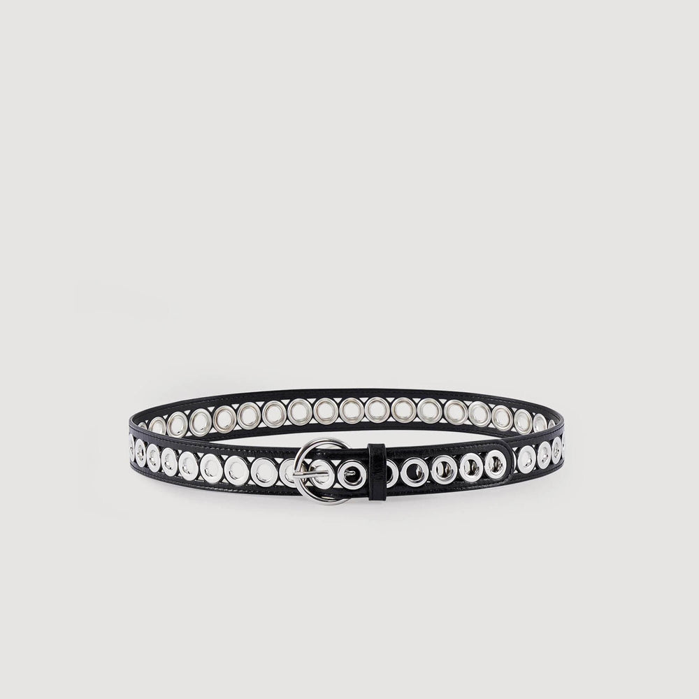 Belt with round buckle and eyelets Black Sandro Women