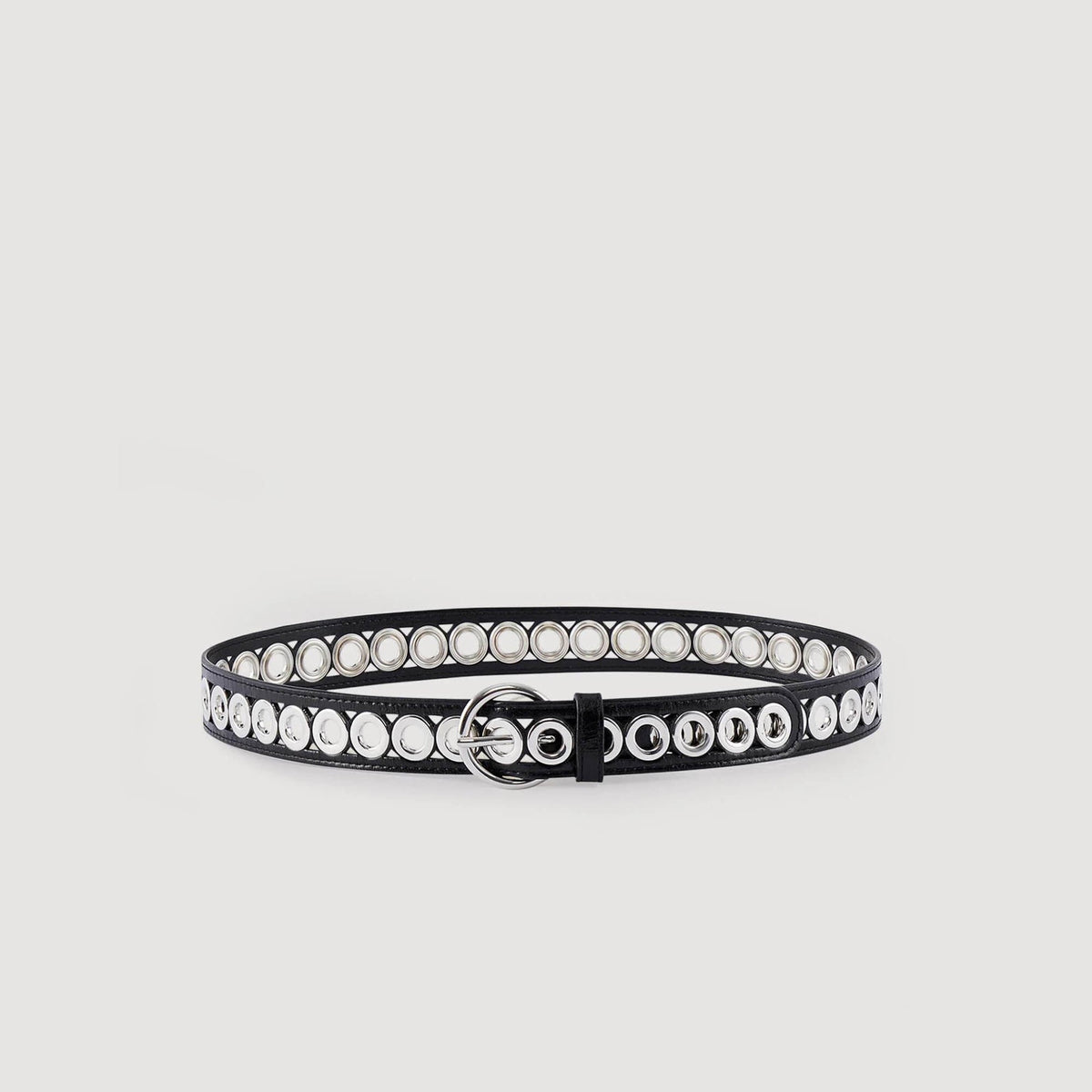 Belt with round buckle and eyelets Black Sandro Women