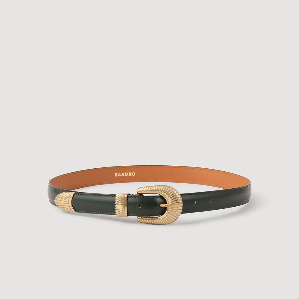 Leather belt Bottle Green Sandro Women