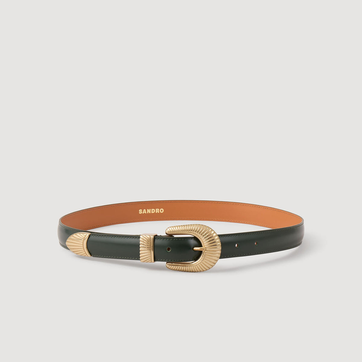 Leather belt Bottle Green Sandro Women