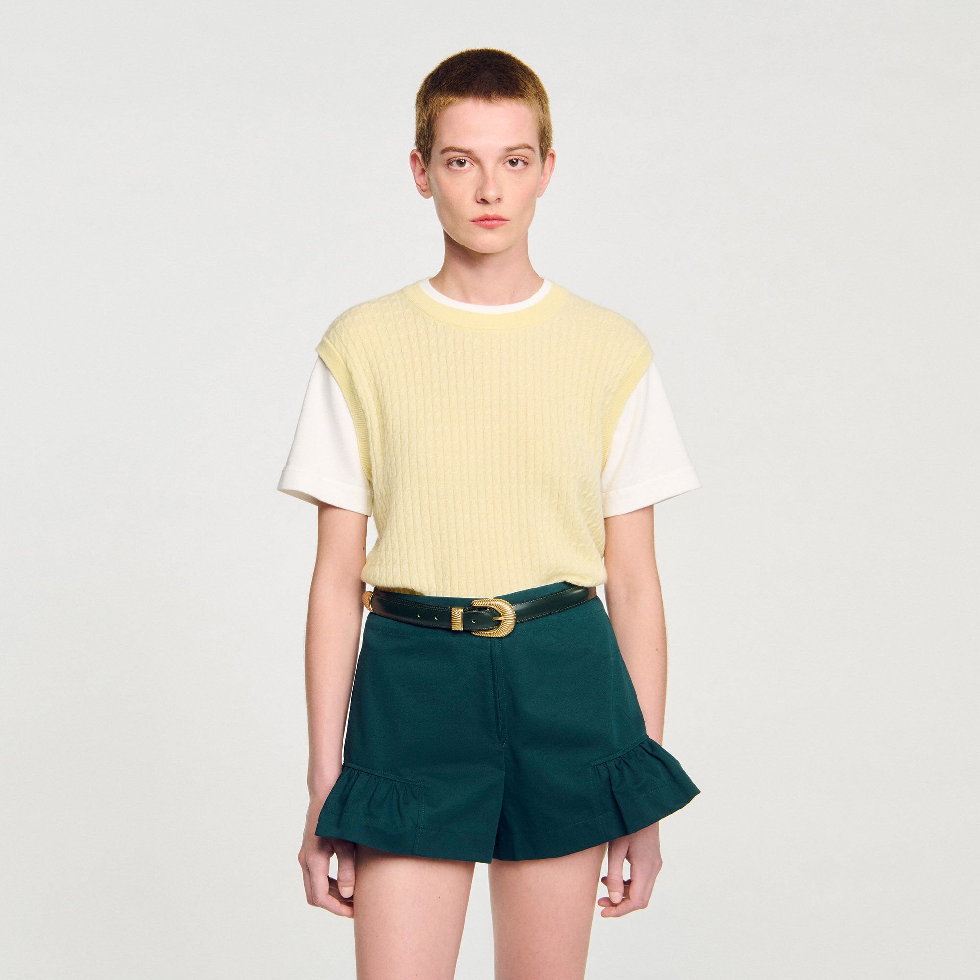 Leather belt Bottle Green Sandro Women
