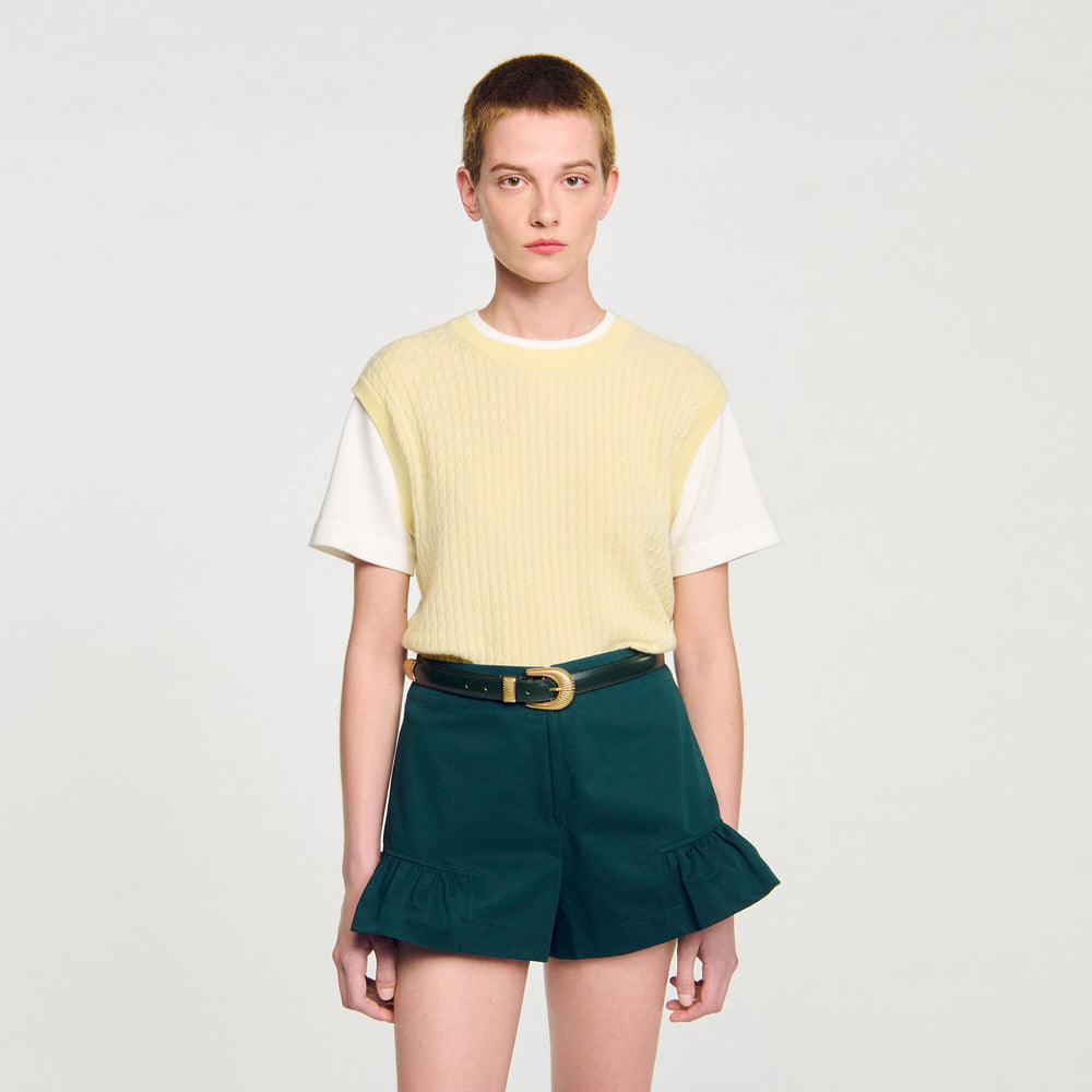 Leather belt Bottle Green Sandro Women