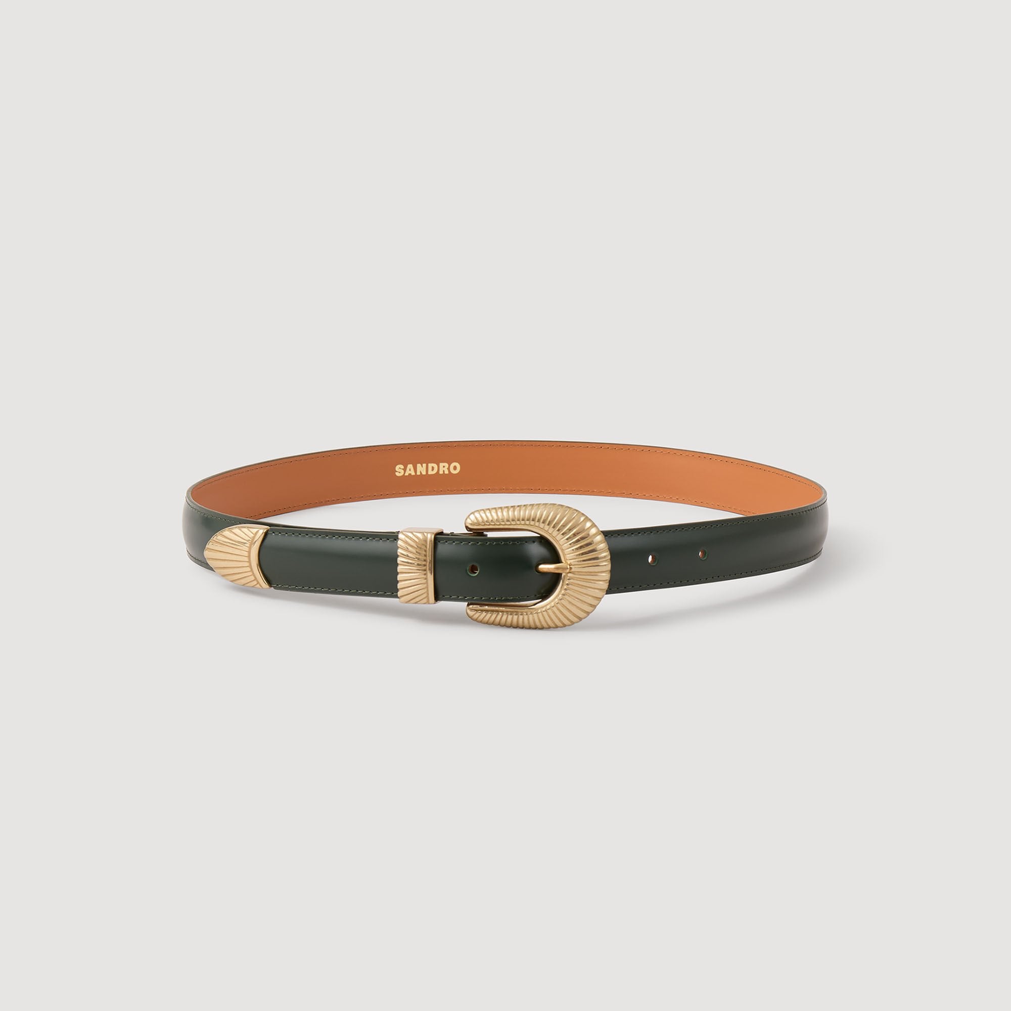 Leather belt Bottle Green Sandro Women