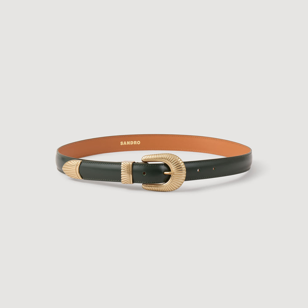 Leather belt Bottle Green Sandro Women