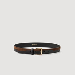 Two-tone leather belt Brown / Black Sandro Women