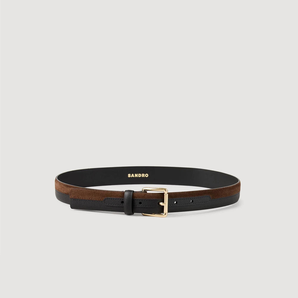 Two-tone leather belt Brown / Black Sandro Women