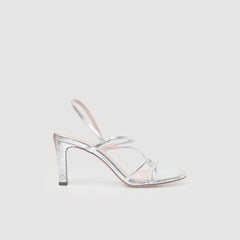 Metallic leather sandals Silver Sandro Women
