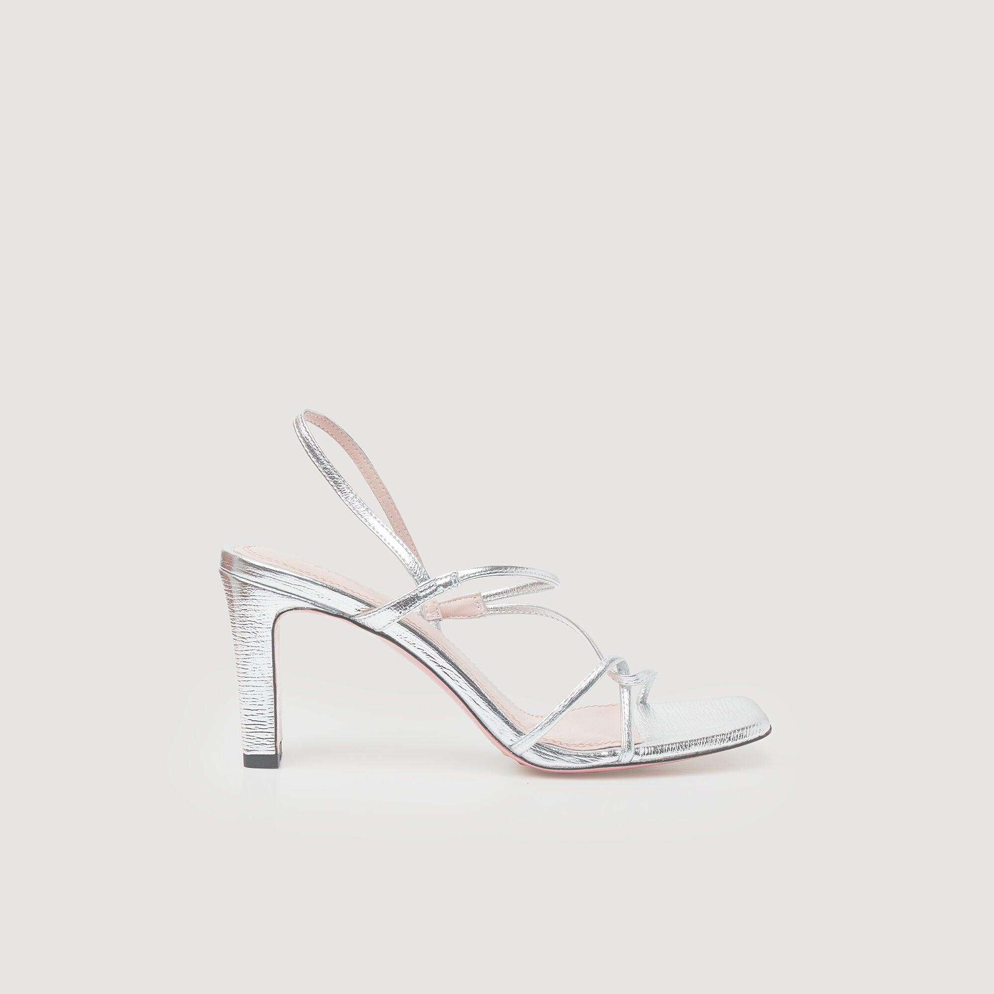 Metallic leather sandals Silver Sandro Women