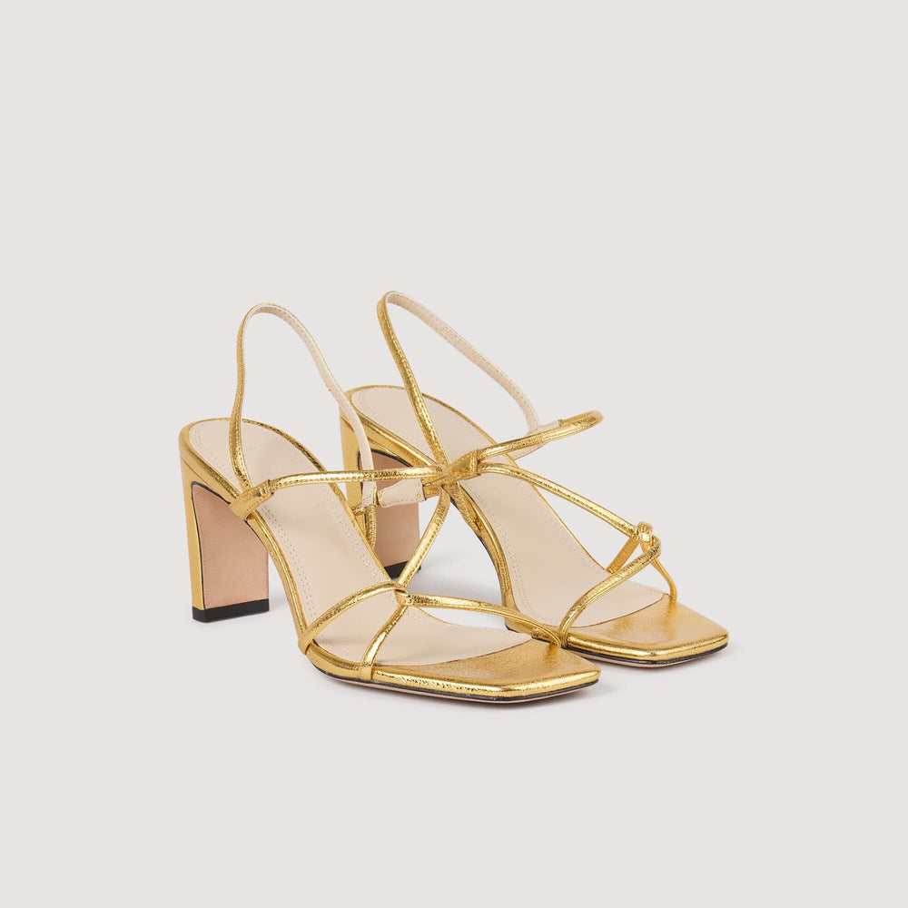 Embossed leather sandals Gold Sandro Women