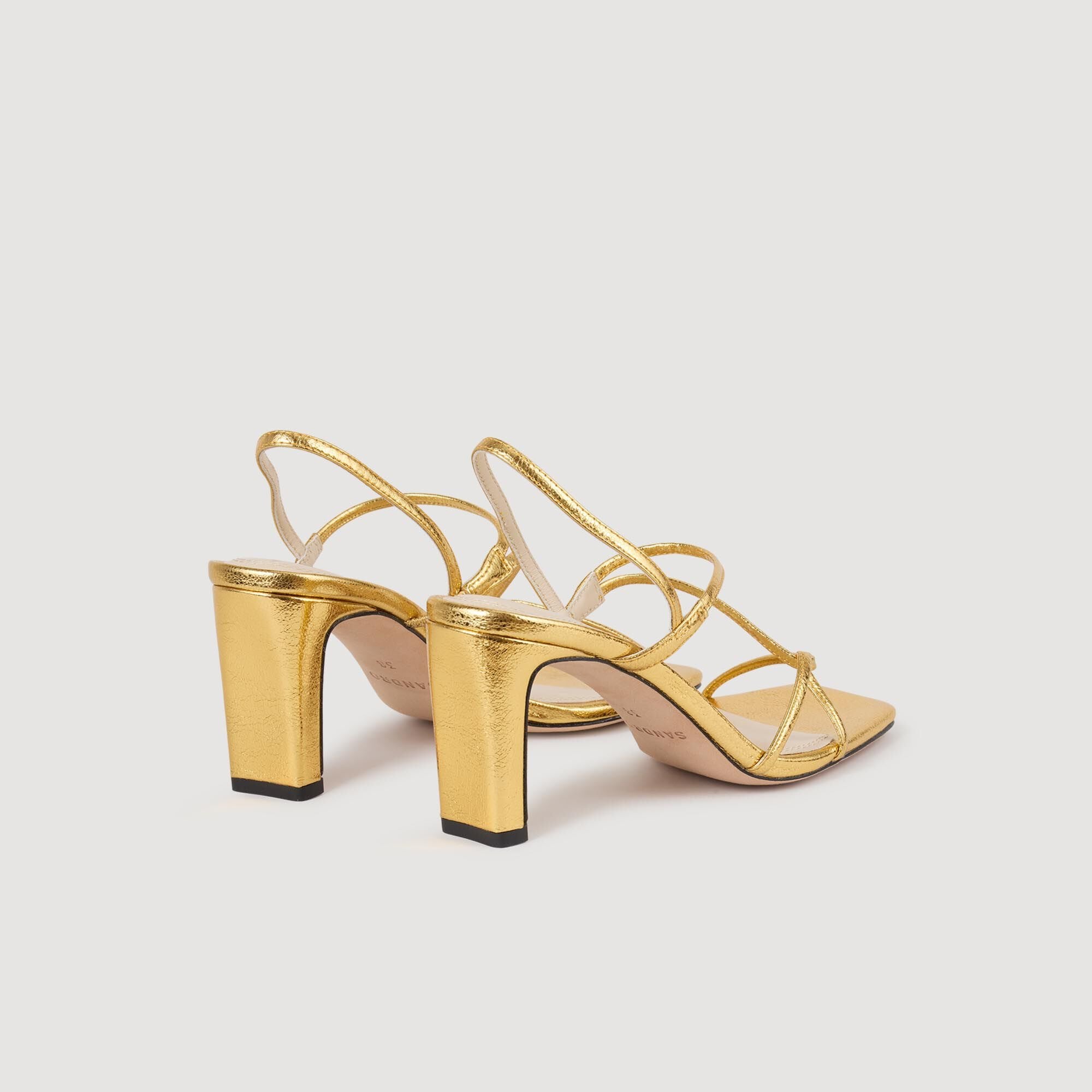 Embossed leather sandals Gold Sandro Women