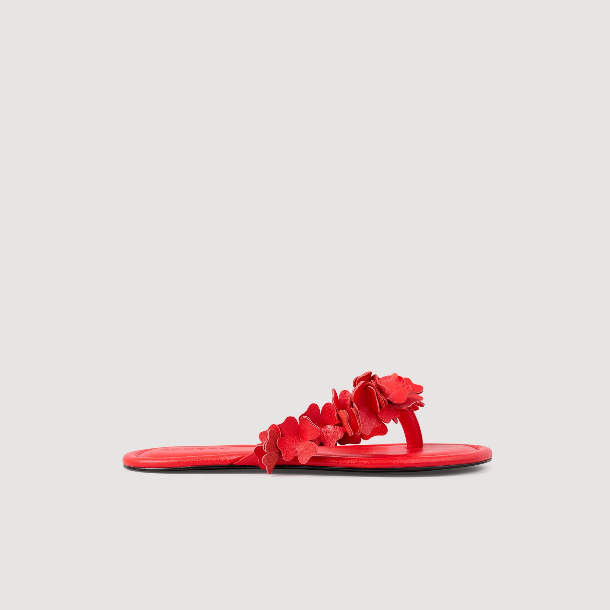 Floral leather sandals Orange Sandro Women