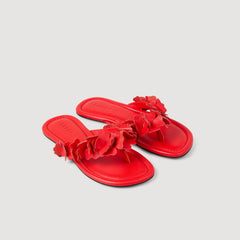 Floral leather sandals Orange Sandro Women