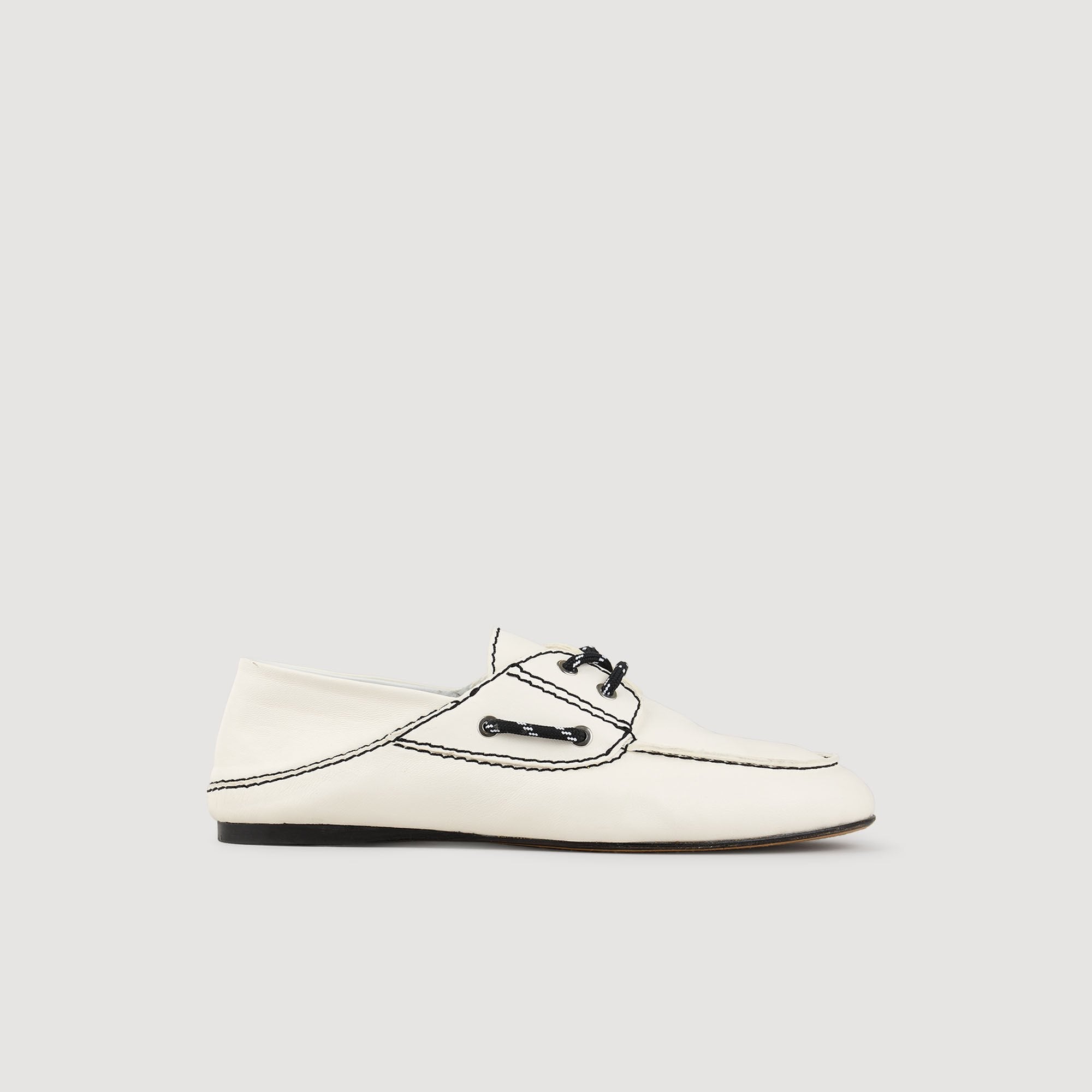Leather boat shoe loafers White Sandro Women