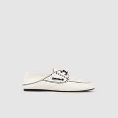 Leather boat shoe loafers White Sandro Women