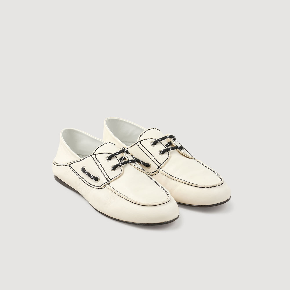 Leather boat shoe loafers White Sandro Women