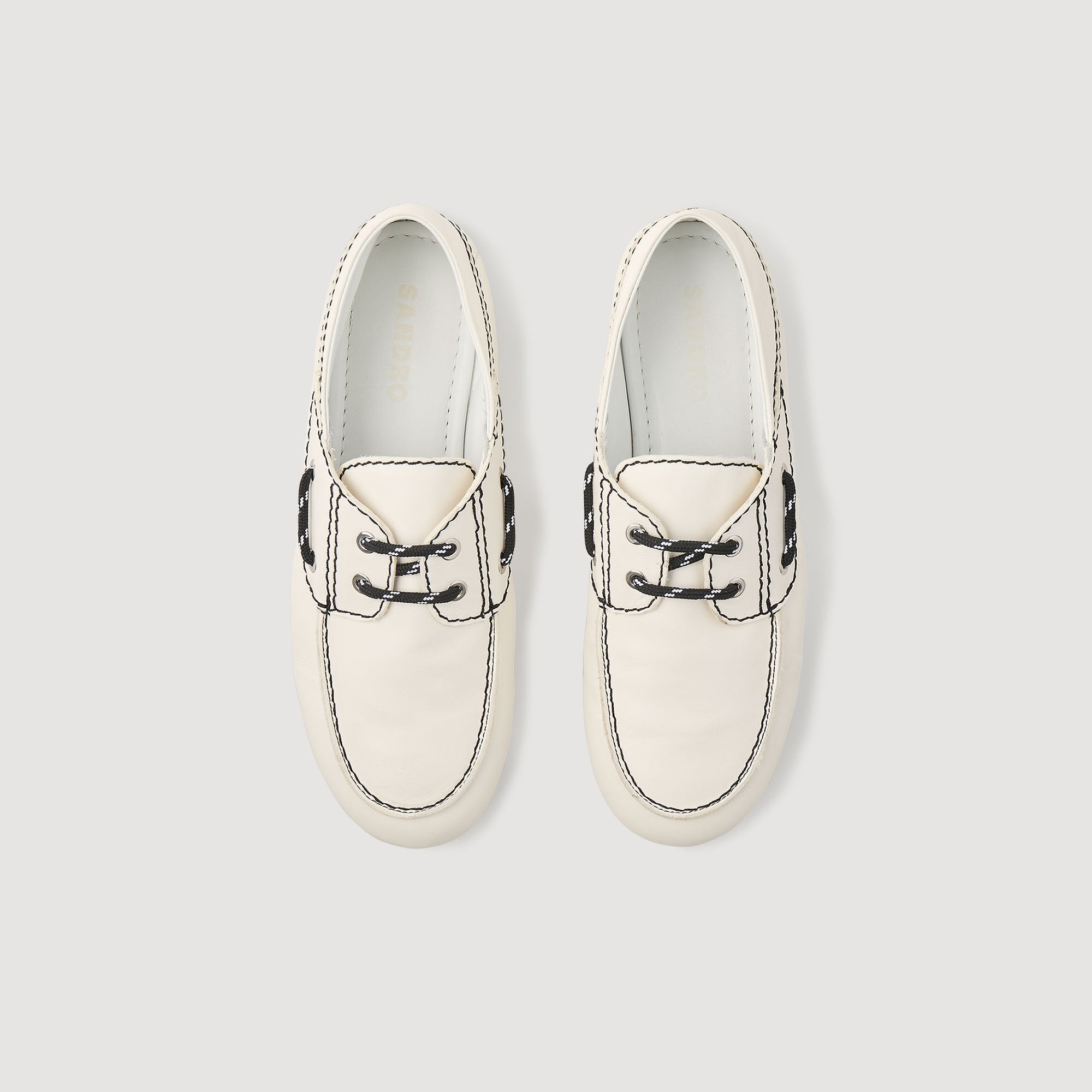 Leather boat shoe loafers White Sandro Women