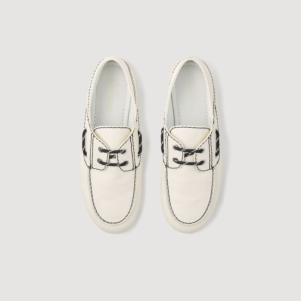 Leather boat shoe loafers White Sandro Women