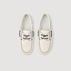 Leather boat shoe loafers White Sandro Women