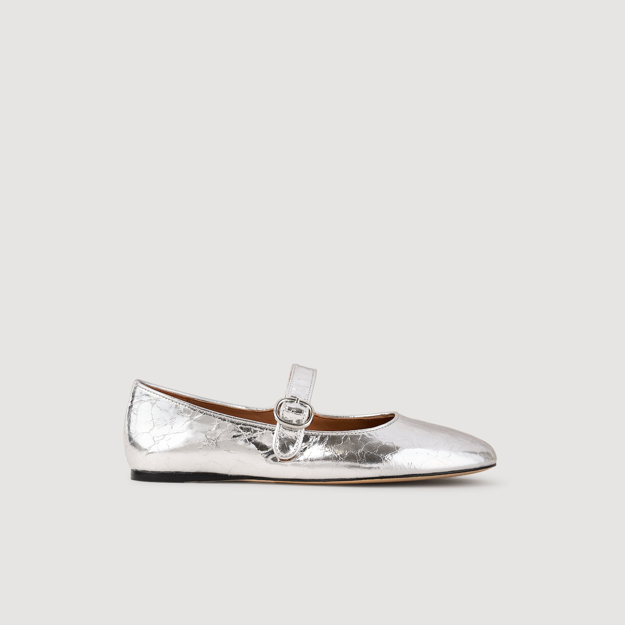 Shiny leather ballet flats Silver Sandro Women