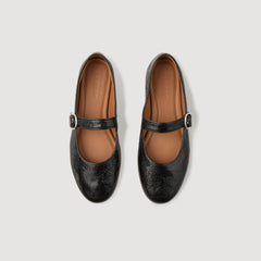 Shiny leather ballet flats Black Sandro Women