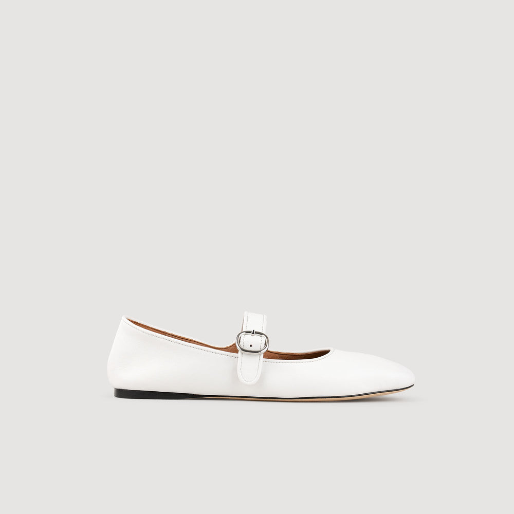 Shiny leather ballet flats White Sandro Women