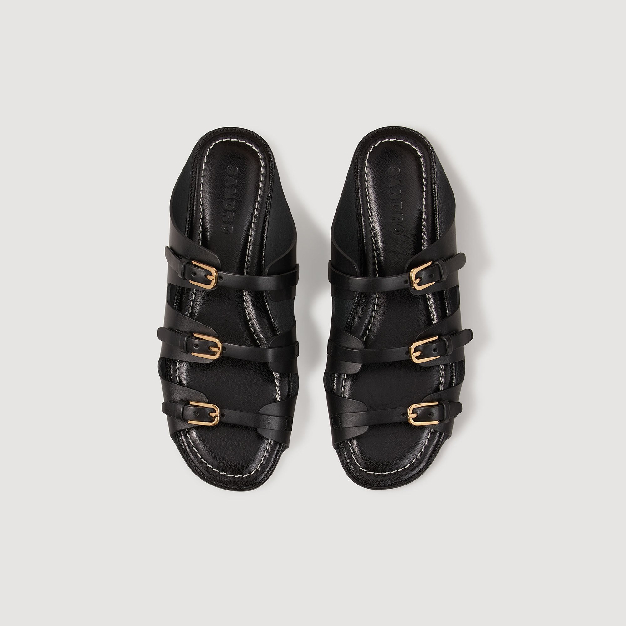 Leather sandals Black Sandro Women