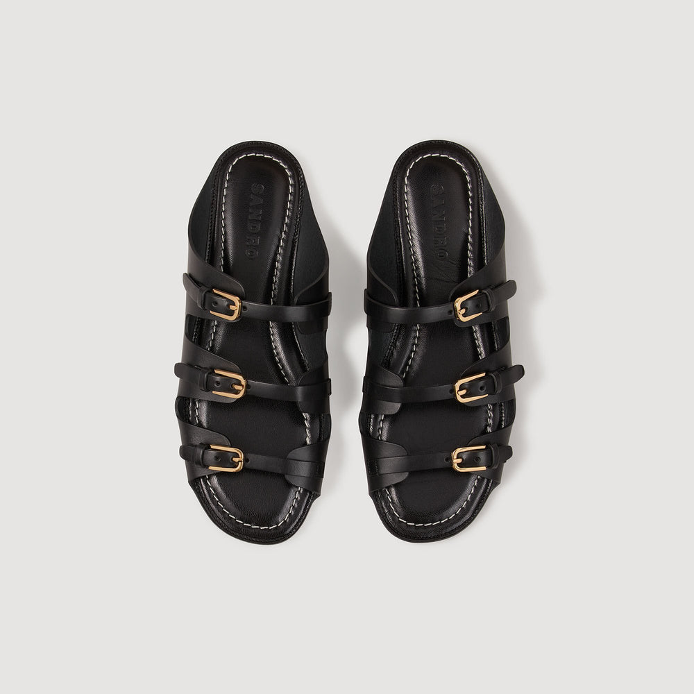 Leather sandals Black Sandro Women