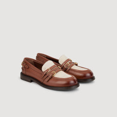 Shiny leather loafers Brown Sandro Women