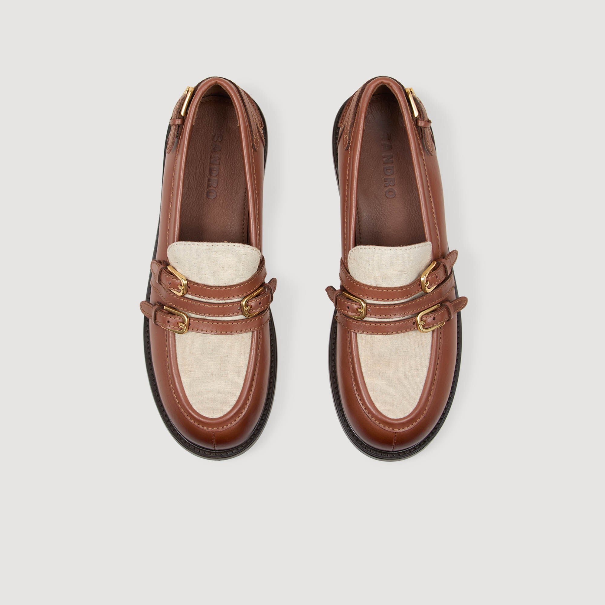 Shiny leather loafers Brown Sandro Women