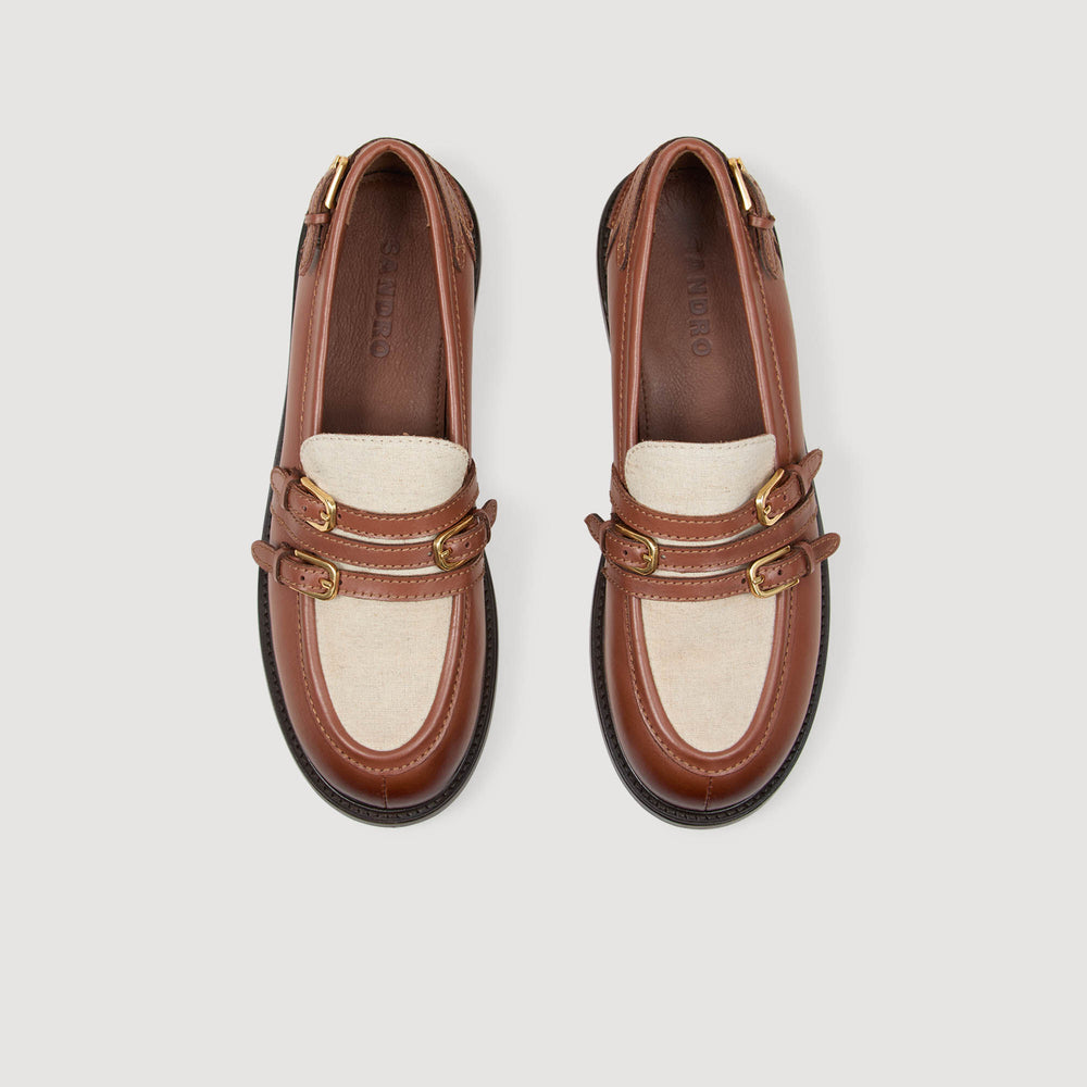 Shiny leather loafers Brown Sandro Women