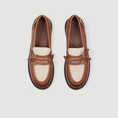 Shiny leather loafers Brown Sandro Women
