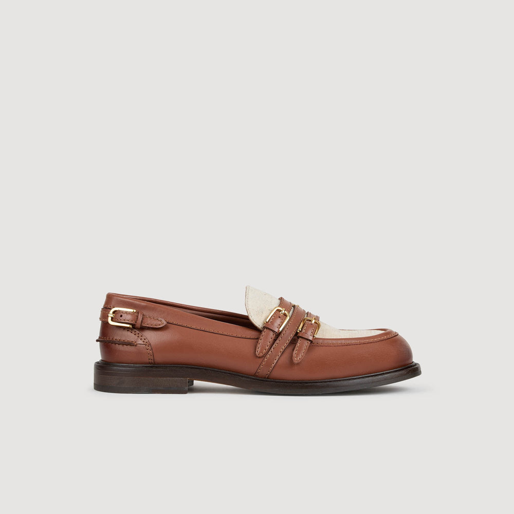 Shiny leather loafers Brown Sandro Women