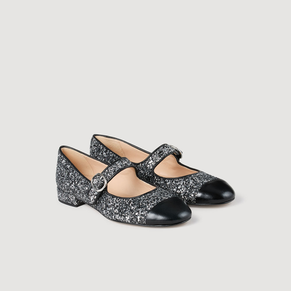 Glitter ballet flats Black Sandro Women
