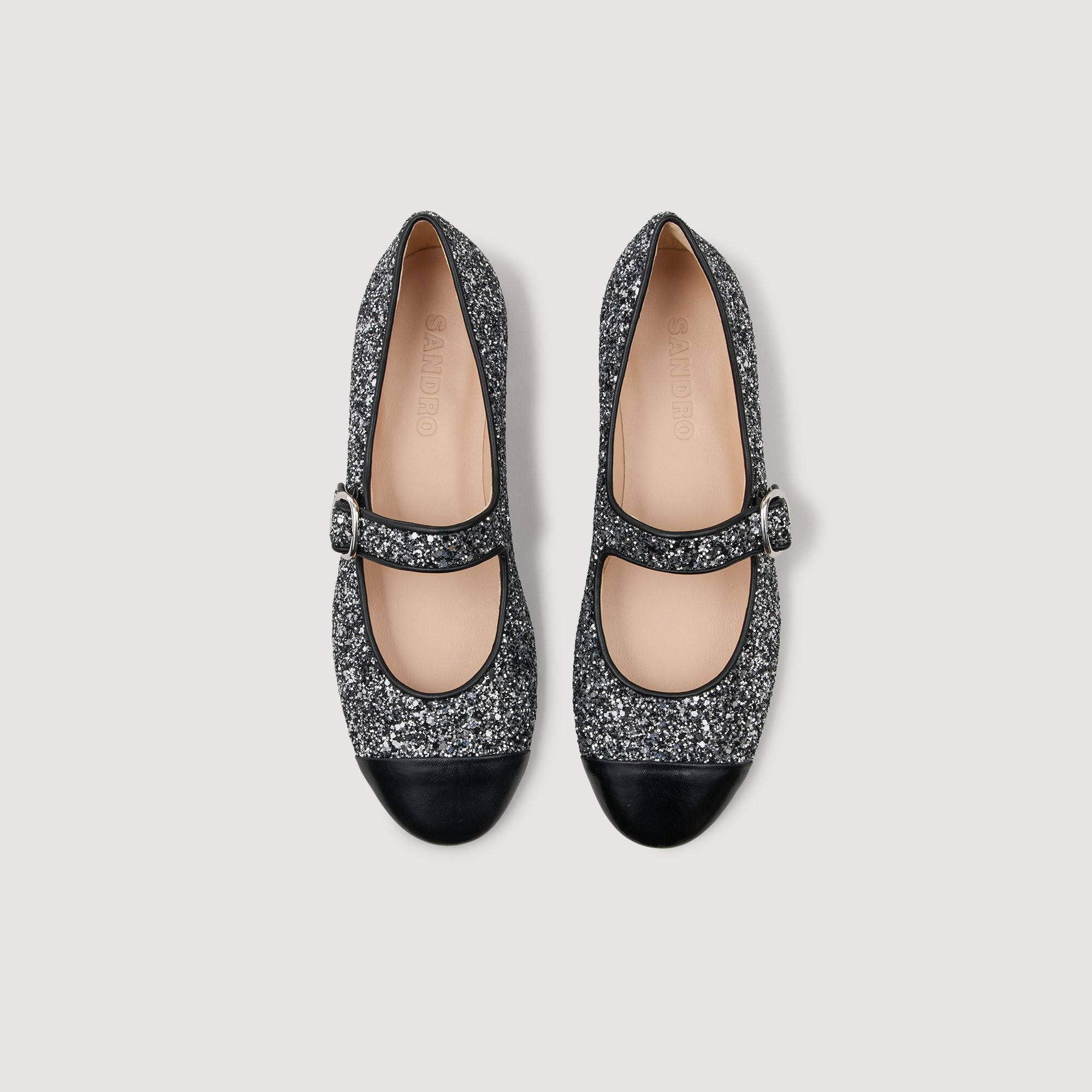 Glitter ballet flats Black Sandro Women