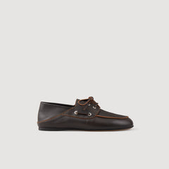 Leather boat shoe loafers Brown Sandro Women
