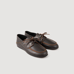 Leather boat shoe loafers Brown Sandro Women