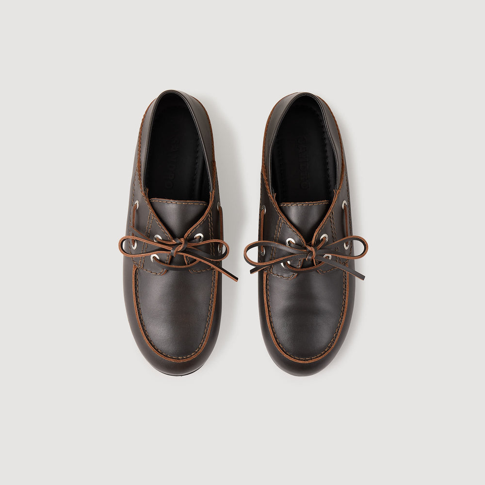 Leather boat shoe loafers Brown Sandro Women