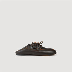 Leather boat shoe loafers Brown Sandro Women