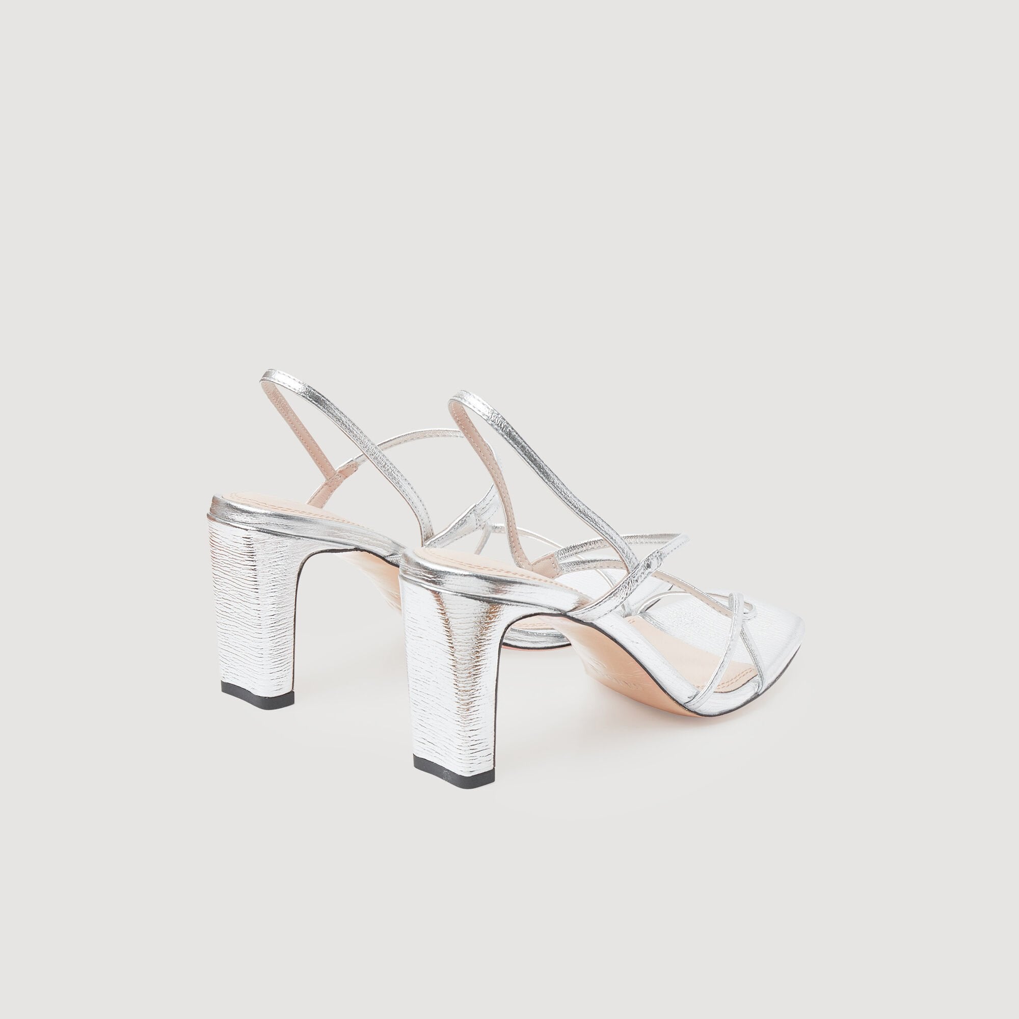 Leather sandals with a wide heel Silver Sandro Women