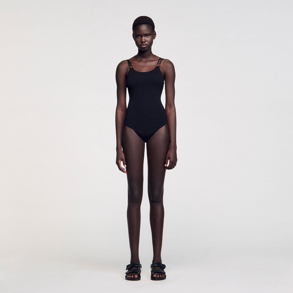 Jewelery detail knit leotard Black Sandro Women