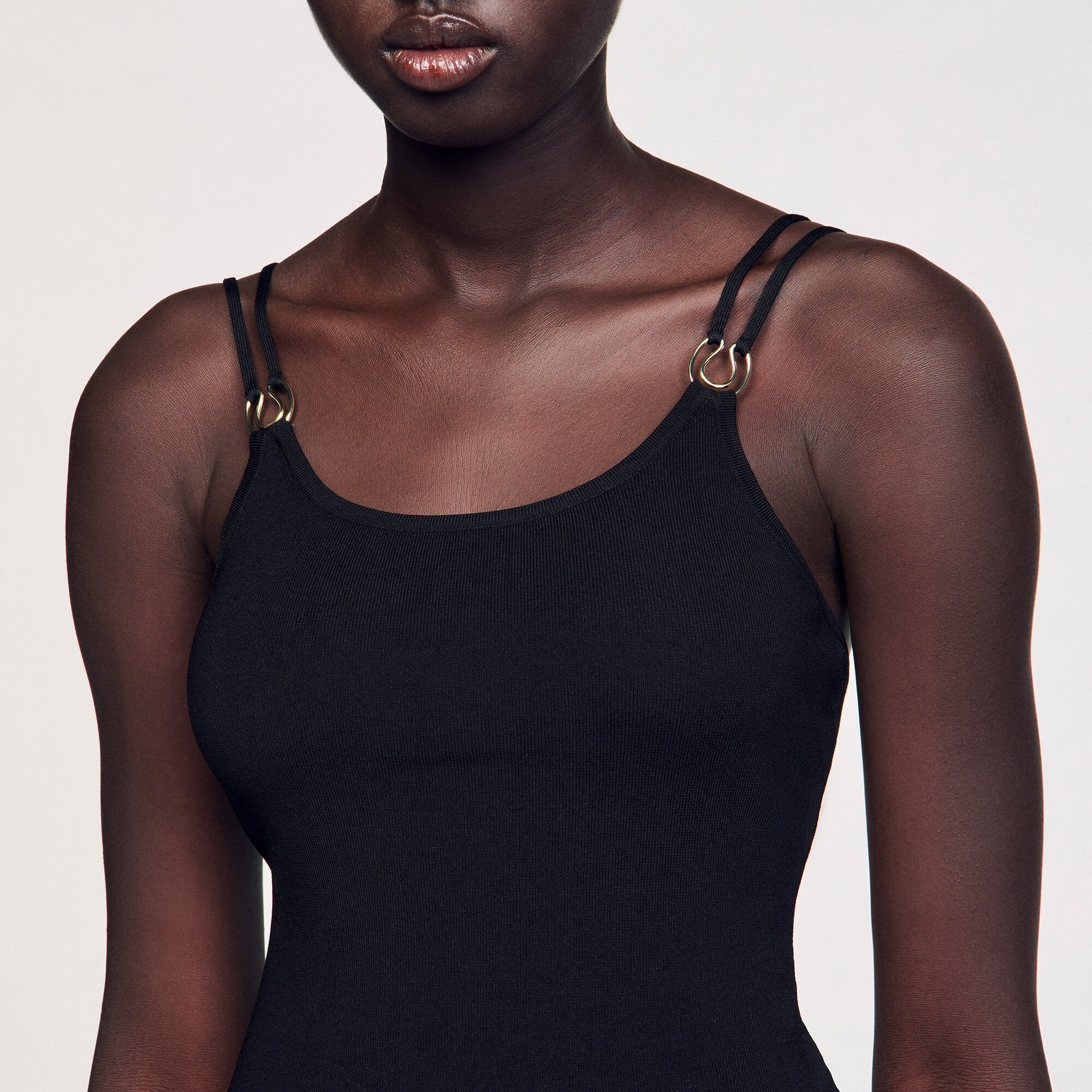 Jewelery detail knit leotard Black Sandro Women