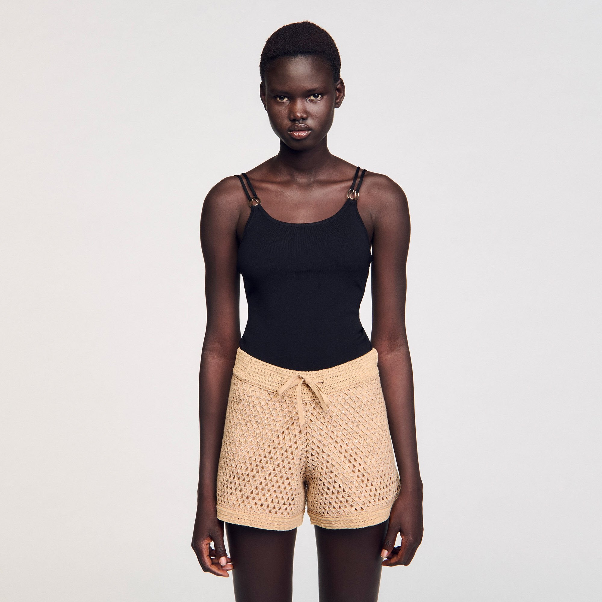 Jewelery detail knit leotard Black Sandro Women