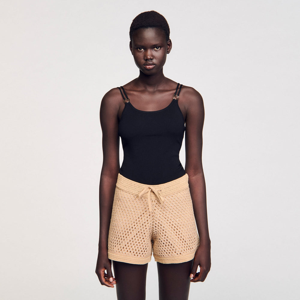Jewelery detail knit leotard Black Sandro Women
